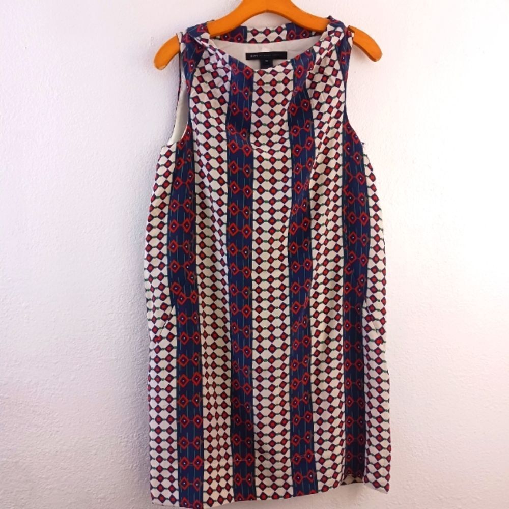 Marc By Marc Jacobs Silk Geometric Print Sheath Dress Xs